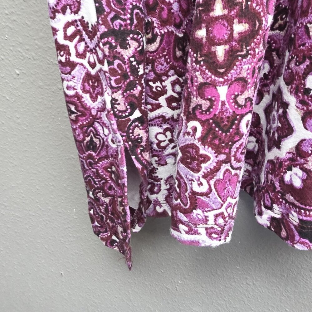Catherines Shirt Womens 3X Purple Medallion Print Rayon Knit Keyhole Top Boho - Picture 4 of 10